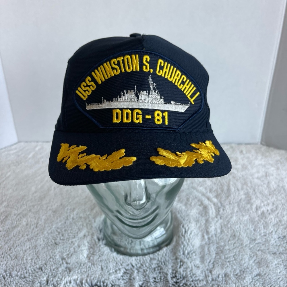 Vintage USS Winston S Churchill DDG 81 Snapback Adjustable Cap Hat Made in USA